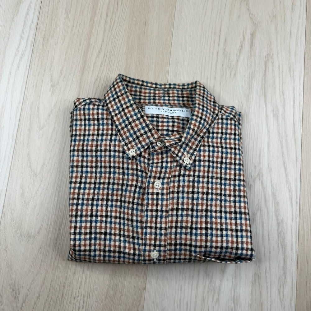 Peter Manning Long Sleeve Button Flannel Shirt Check Plaid Mens Size 2X New York